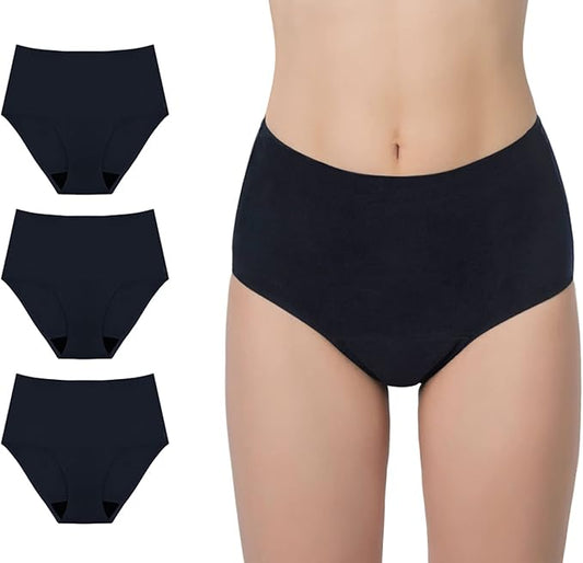 AIRCUTE Washable Urinary Incontinence Underwear for Women Absorbent Seamless High Waist Leak Protective Panty 3 Pack