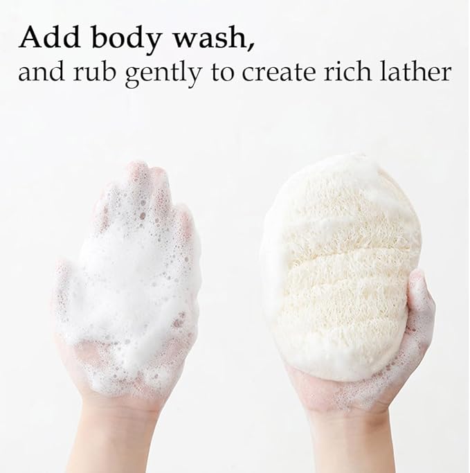 3 Pack Natural Loofah Sponge Exfoliating Body Scrubber, Made of Natural Biodegradable Shower Loufa Sponge, for Shower & Bath
