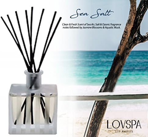 LOVSPA Reed Diffuser Set, Sea Salt Scented Oil Diffuser with Sticks, Home Fragrance Accessories for Bathroom Shelf Decor, Aroma Diffusers for Home or Office Desk, USA Made