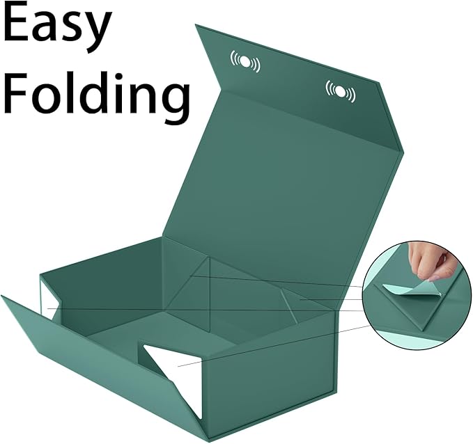 Green Gift Box, 9.5x6x3'' Gift box for Presents with Lids Magnetic Closure Rectangle Collapsible for Bridesmaid Proposal Box, Wedding, Christmas, Halloween, Birthday Gift Packging