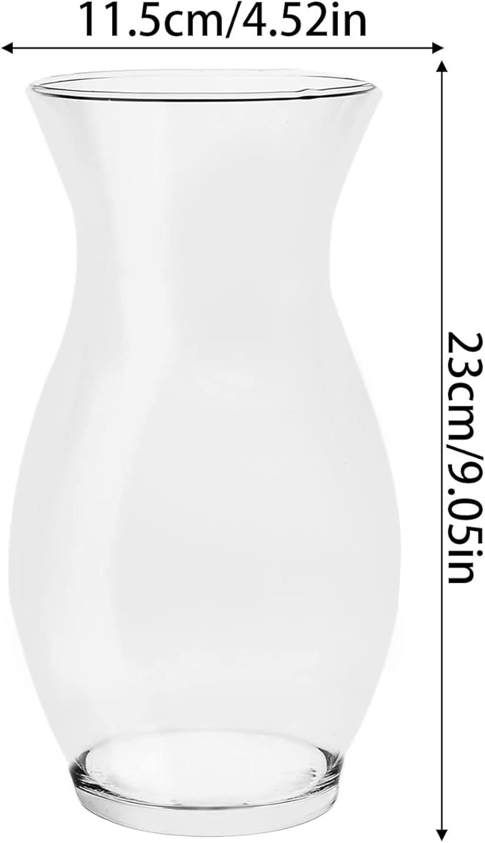 DARENYI Clear Flower Vase, 4.5" Dia 9" H Crystal Transparent Glass Vase Modern Decorative Vase for Flowers, Glass Flower Posy Holder for Home Office Centerpiece Decor