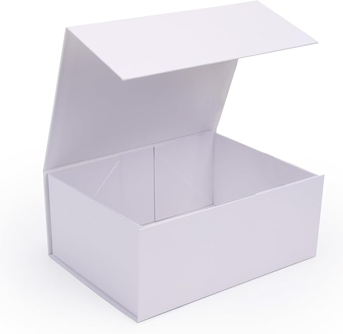 9.5x7x4 Inches Gift Box with Magnetic Closure Lid, White Magnetic Box for Wedding, Groomsmen Bridesmaid Proposal, Birthdays, Mother's Day, 1 Pack