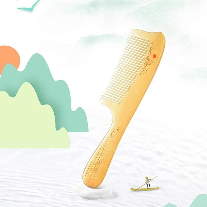 TAN MUJIANG Wooden Hair Comb Sheep Horn