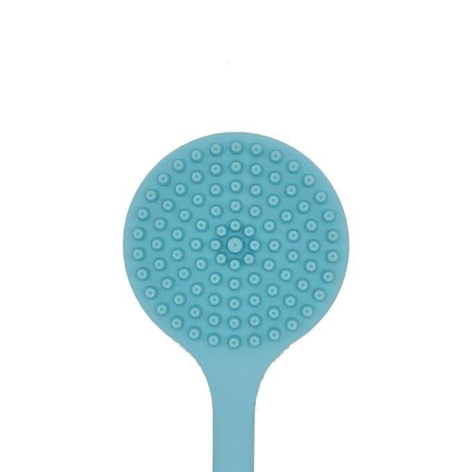 DNC Soft Silicone Back Scrubber Shower Bath Body Brush with Long Handle (Blue)