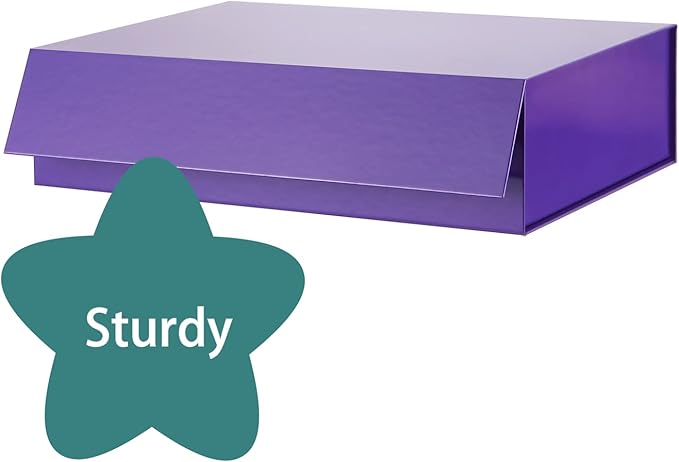 Gift Boxes Purple 11x7.8x2.3 Inches, Magnetic Closure Shirt Gift Boxes with Lids for Presents (5 Pack)