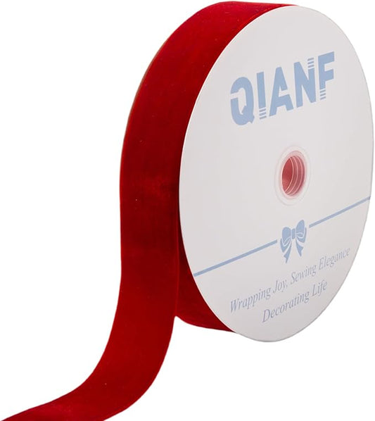 Velvet Ribbon, 1 1/2-Inch by 25-Yard Spool (Red)