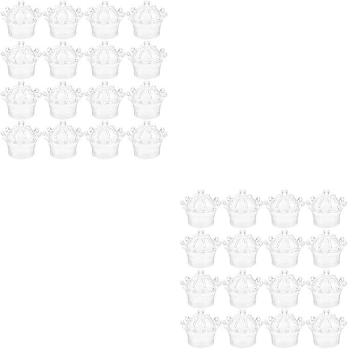 LUOZZY 48pcs Transparent Mini Crown Boxes for Party Favors Wedding Chocolate Treats Bridal Shower Birthday Gift Packaging