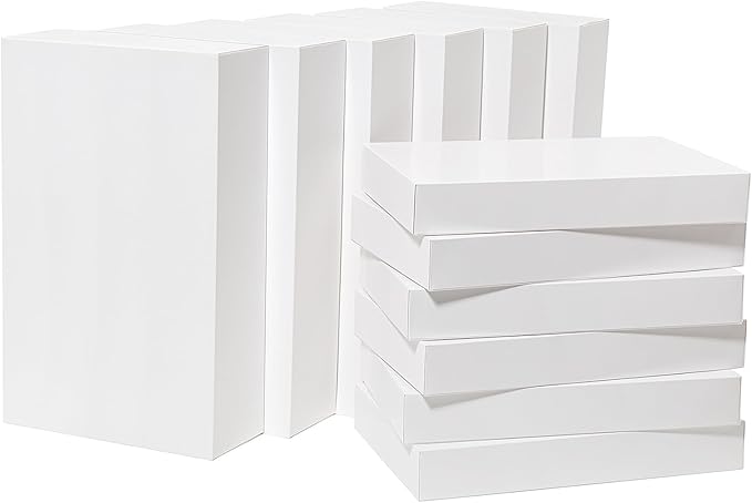 Mefleet 12 Pack Gift Boxes with Lids Assorted Sizes - 6 Extra Deep 17x11x4 & 6 Large 14.25x9.5x2 Inches White Shirt Clothes Robe Sweater Box for Wrapping Christmas Presents, Holidays Gift
