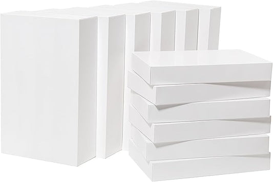 Mefleet 12 Pack Gift Boxes with Lids Assorted Sizes - 6 Extra Deep 17x11x4 & 6 Large 14.25x9.5x2 Inches White Shirt Clothes Robe Sweater Box for Wrapping Christmas Presents, Holidays Gift
