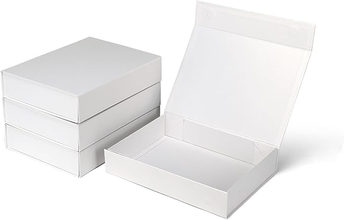 Ditwis 4 Pack 11.5x8.5x2.3 Inches Gift Boxes with Magnetic Closure Lids, White Magnetic Box for Wedding, Groomsmen Bridesmaid Proposal, Birthdays, Mother's Day