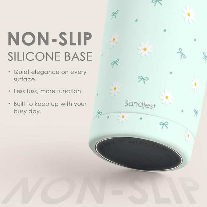 SANDJEST Daisy Tumbler 20oz, Stainless Steel Travel Cup with Lid, Floral Insulated Coffee Mug, Daisy Gifts for Women Girls Friends Sisters on Birthday Christmas