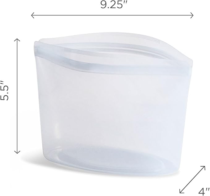 Stasher Premium Silicone Reusable Food Storage Bag, Clear | Microwave, Sous Vide, Dishwasher, Oven and Freezer Safe | BPA Free, Leak-free, Eco-friendly, 4-Cup Bowl (Pack of 2)