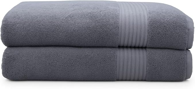 Milara Turkish Super-Plush Bath Towels Set 2-Piece | Premium Cotton Bath Towel Set Absorbent, Durable with Hanging Loops | Anthracite (Dark Gray) Turkish Bath Towels, (27 x 54 Inches)