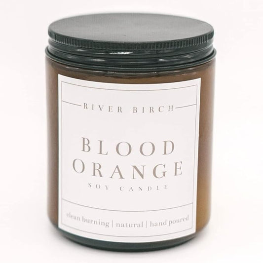 River Birch Candles Blood Orange Scented Candle | Premium, All-Natural, Non-Toxic, Soy Amber Jar Candles | 8.5oz 40 Hr Burn Time | Cozy Relaxing Gifts for Home