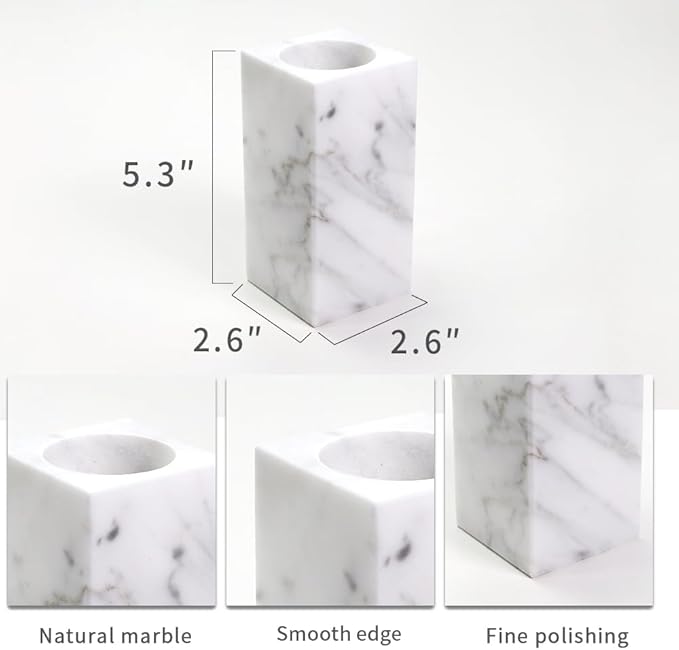 Natural Marble Flower Vase, White Vase Modern Farmhouse Home Decor, Premium Marble Craft Vases for Living Room Shelves Table Center Wedding
