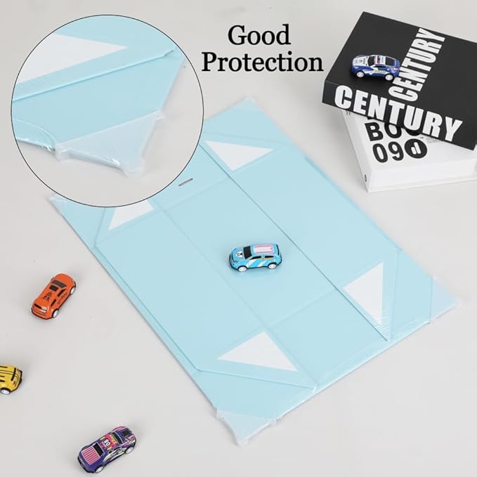 Large Blue Gift Box with Ribbon 1 Pack 13X11X5.3 Inch Large Gift Box with Lid Magnetic Closure Rectangle Collapsible Luxury Box for Wedding Gifts Crinkle Cut Paper Shred with Card