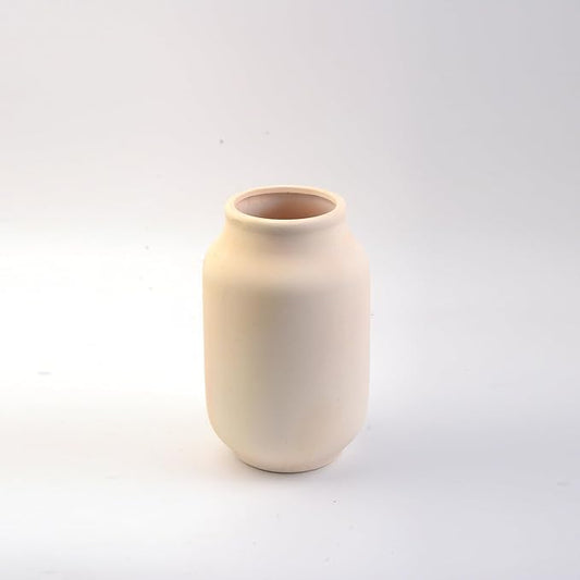 Plain Beige Ceramic Vase for DIY Painting - Customizable Handmade Pottery, Blank Canvas for Flower Arrangements, Home Decor, Wedding & Office Decoration (5.71L x 5.71W x 9.25H)