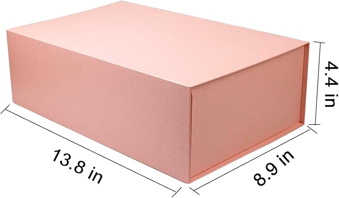 YINUOYOUJIA 5 Pack Large Pink Gift Boxes with Lid,14"x9"x4.5" Magnetic Gift Box with Ribbon,Cards and Envelopes for Presents,Great for Wedding,Birthdays,Crafting,Gift Packaging.
