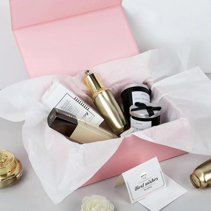 UoeRing 6 Pack Pink Gift Box 9.5x6x3 inch Small Luxury Gift Box for Presents with Magnetic Lid Collapsible,Bridesmaid Proposal,Contains Card, Ribbon, Tissue Paper,Shredded Paper Fille