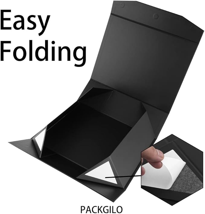 1 Pcs Matte Black Extra Large Gift Box with Lid, 16.5x13x5.3 Inches, Hard Magnetic Giant Gift Boxes for Presents Clothes Robe Wedding Dress Sweater,Reusable Foldable Bridesmaid Proposal Box