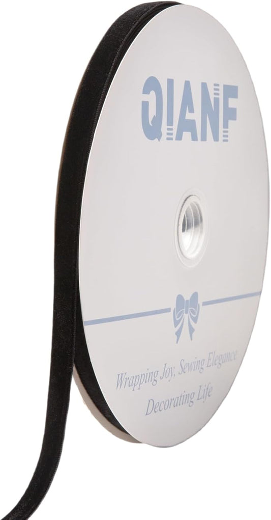 Vintage Black Velvet Ribbon, 3/8 Inch X 25Yd