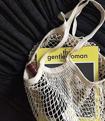 6 Pack Portable,Reusable,Reusable Produce Bags,Washable Cotton Mesh String Organic Organizer Shopping Handbag Long Handle Net Tote (grey blue,Black,Beige,Pink,Purple,Yellow)