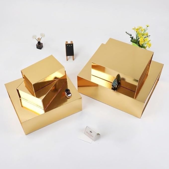 UoeRing 6 Pack Gold Gift Box 9.5x6x3 inch Small Luxury Gift Box for Presents with Magnetic Lid Collapsible,Bridesmaid Proposal,Contains Card, Ribbon, Tissue Paper,Shredded Paper Fille