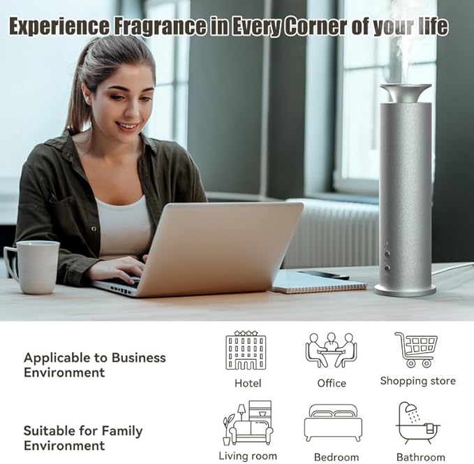 Waterless Diffuser Machine Scent Air Machine Covers 1800 Sq Ft for Home Diffusers Essential Oil Diffusers Studio Scent Diffuser Large Room Fragrance App Remote Control Capacity 3.5 Oz Black Knight