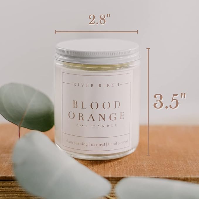River Birch Candles Blood Orange Scented Candle | Premium, All-Natural, Non-Toxic, Soy Candles | 8.5oz 40 Hr Burn Time | Cozy Relaxing Gifts for Home
