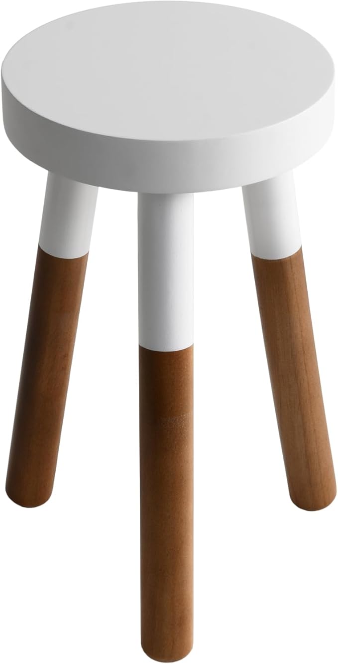 12" Reverse Dipped Wood Plant Stand, Wood Accent Stool,Side Table Set Bath Stool (20"+24" Tall)