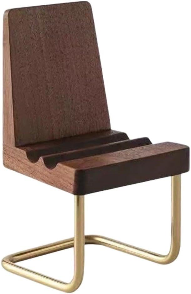 Cell Phone Holder Mini Black Walnut Wooden Chair, Mobile Phone Holder Stand, Portable Small Chair Holder Desktop Decoration