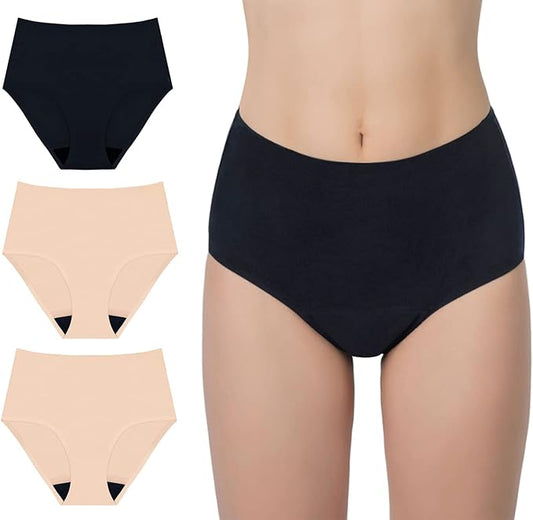 AIRCUTE Washable Urinary Incontinence Underwear for Women Absorbent Seamless High Waist Leak Protective Panty 3 Pack