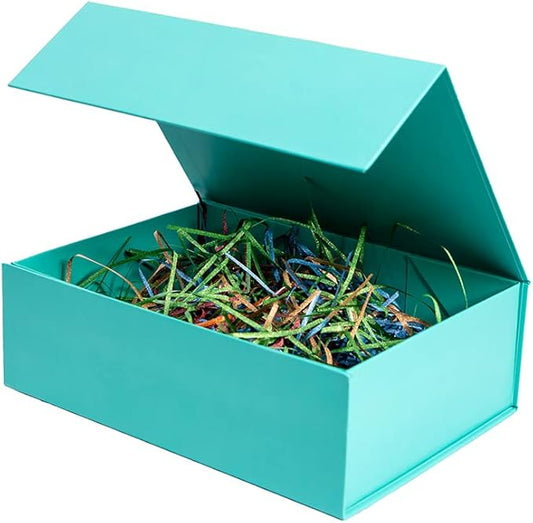 Rsgift Green Gift Box with Lid, 11x7.8x3.5 Inches, Magnetic Closure Small box for Men - Wedding, Birthday, Graduation Packaging