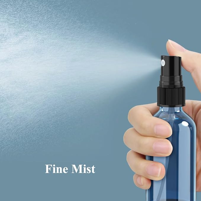 Wedama Spray Bottle, 4 oz Fine Mist Glass Spray Bottles, Little Refillable Liquid Containers for Watering Flowers Cleaning (16 Pack Indigo Blue)