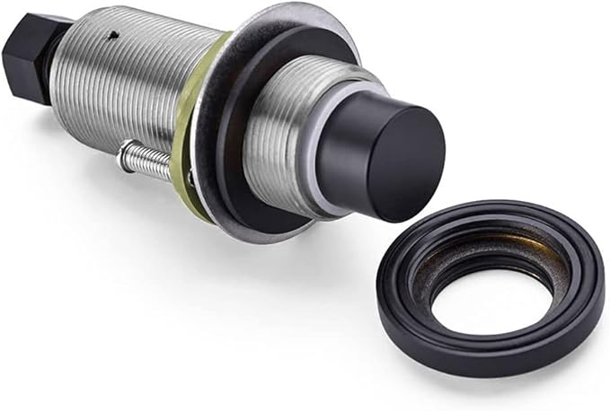 SinkTop Air Switch Kit with Matte Black Long Button (Full Brass) for Garbage Disposal, Single Outlet