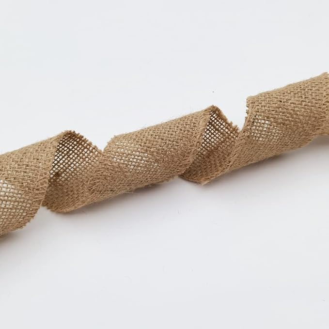 INSPIRELLE 2" Natural Burlap Fabric Roll 10 Yards Jute Ribbon for Gift Wrapping Craft Projects Wedding Decoration Home Decoration 5CM
