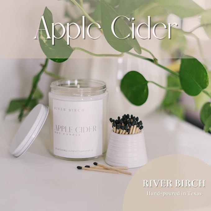 River Birch Candles Apple Cider Scented Candle | Premium, All-Natural, Non-Toxic, Soy Candles | 8.5oz 40 Hr Burn Time | Cozy Relaxing Gifts for Home