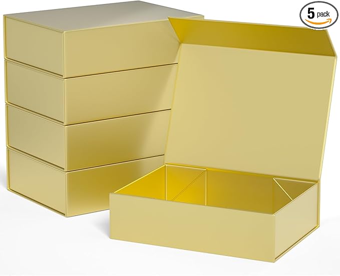 Gold Gift Boxes 11.9" x 8.5" x 3.3" with Magnetic Closure Lid Gift Box for Presents,Bridesmaid Gifts Boxe,Cute Boxes,Birthday Gift Box,Luxury for Gift Packaging, Magnetic Gift Boxe for Wrapping Gifts
