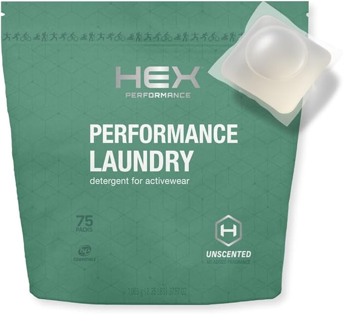 HEX Performance Laundry Packs, Unscented, 75ct - Designed for Activewear, Eco-Friendly