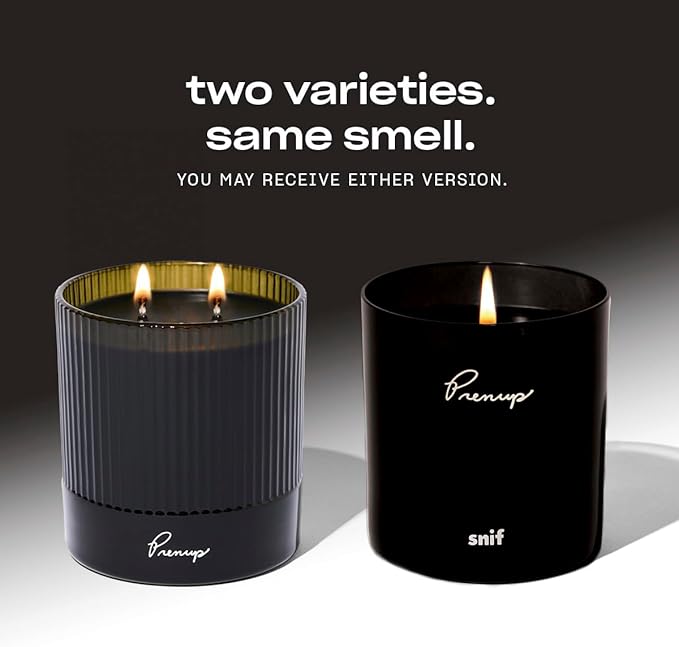 Prenup Luxury Scented Candle by Snif, Musky and Smooth Scent, 50+ Hours, 100% Cotton Fiber Wicks, Soy Wax Blend, Non-Toxic, Vegan, 8.5 oz
