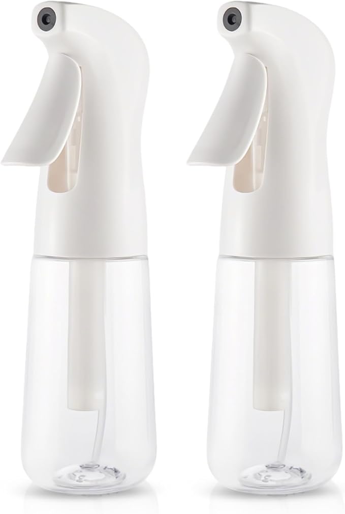 TANSHINE Continuous Spray Bottle for Hair 2 Pack,Fine Mist Water Hair Spray Bottles,Mister Spray Bottle,Refillable Plastic Sprayer for Hairstyling, Cleaning,Alcohol, Plants, Salons,6.8oz/200ml,Clear
