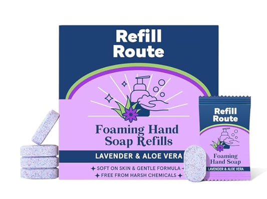 Foaming Hand Soap Tablet Refills Refill Route-6 Pack Foaming Soap Tablets For 6 x 8fl oz Bottles - Plant-Based - Cleansing & Moisturizing - Lavender Scent