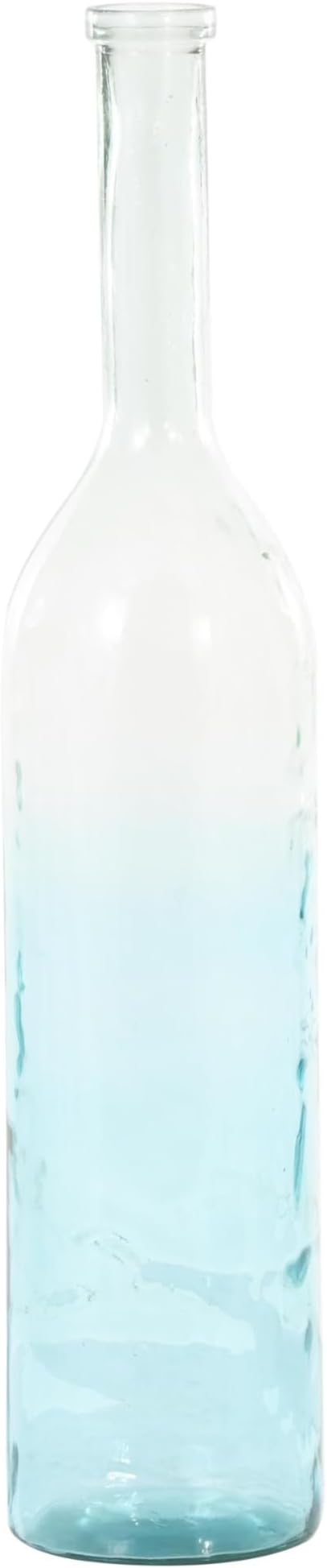 Deco 79 Recycled Glass Handmade Decorative Vase Tall Ombre Floor Centerpiece Vase, Flower Vase for Home Decoration 9" x 9" x 40", Teal