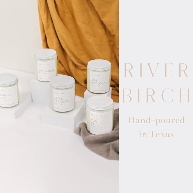 River Birch Candles Maple Cinnamon Scented Candle | Premium, All-Natural, Non-Toxic, Soy Candles | 8.5oz 40 Hr Burn Time | Cozy Relaxing Gifts for Home