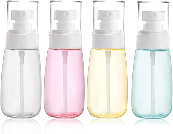 Refillable Cosmetic Spray Bottles for Fine Mist Plastic Empty Clear Refillable Travel Container Essences Rose Water Mister (3.4 Ounce,100ml)