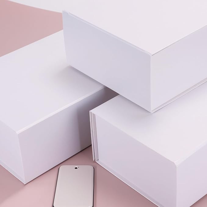 12x8x4 Inches Gift Box with Magnetic Closure Lid, White Magnetic Box for Wedding, Groomsmen Bridesmaid Proposal, Birthdays, Mother's Day, 1 Pack