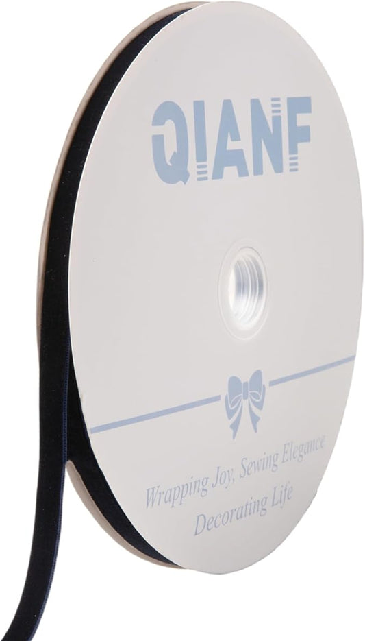 Vintage Navy Blue Velvet Ribbon, 3/8 Inch X 25Yd