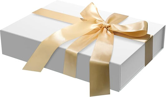 MOZRRO Gift Box 11.5 x 8.2 x 2.3 In Gift Boxes for Presents Magnetic Closure, Gift Boxes with Lids for Presents Birthday Luxury Jewelry T-shirts Gloves Scarves Books Clothes Gift Wrap - White