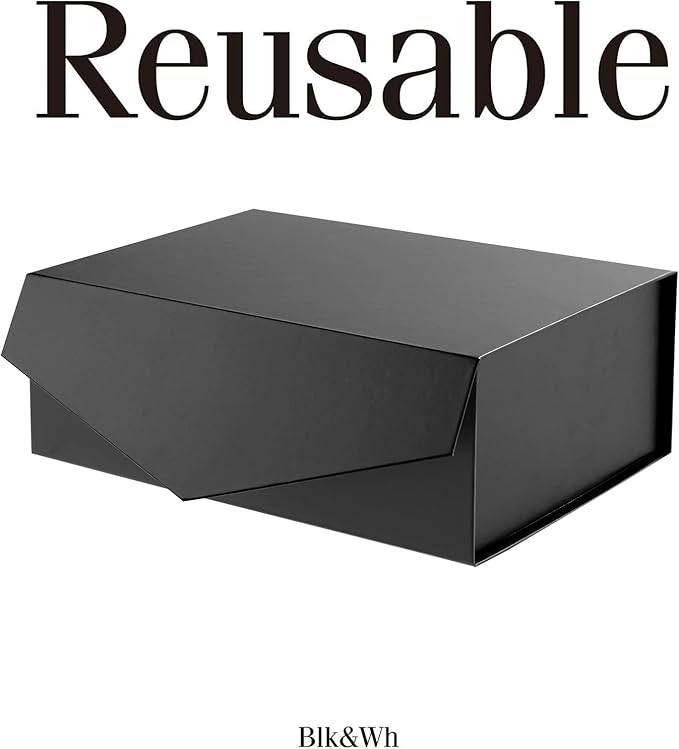 BLK&WH 6 Gift Boxes 10.5x7.7x3.8 Inches, Gift Boxes with Lids, Black Gift Boxes, Groomsmen Boxes, Collapsible Gift Boxes with Magnetic Lids (Matte Black)
