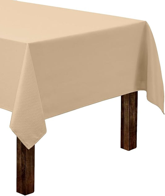 Gee Di Moda Rectangle Tablecloth - 60 x 102 Inch Beige Table Cloth for 6 Foot Rectangle Table - Heavy Duty Washable Fabric - for 6 Ft Buffet Table, Holiday Party, Dinner, Wedding & Baby Shower